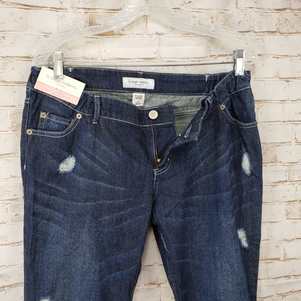 NWT Liz Lange Maternity Target Size 8 Jeans Under Belly Distressed Straight Leg - Picture 7 of 10